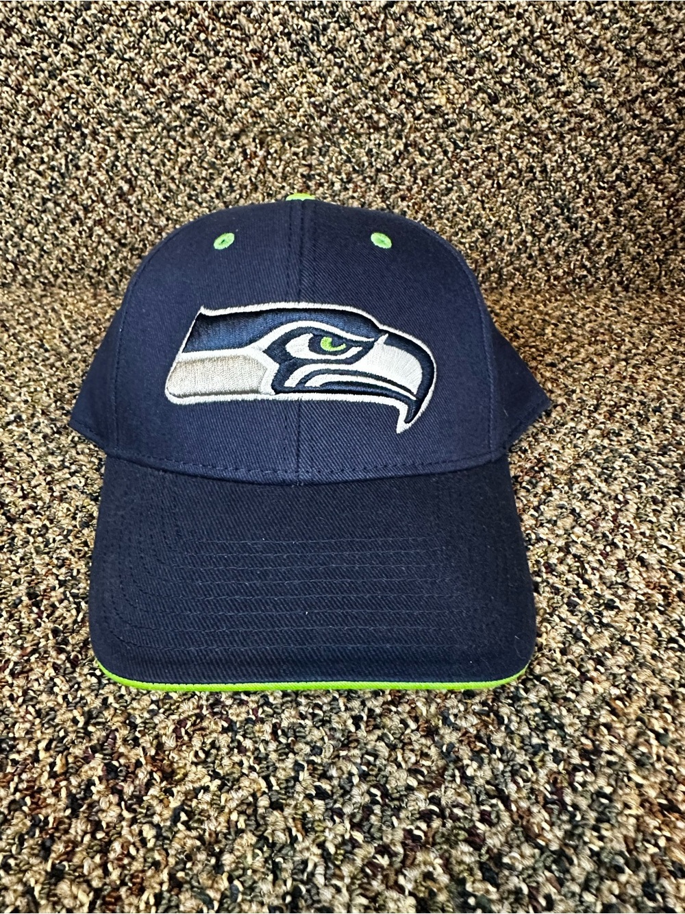 Men's Navy and Lime Seattle Seahawks Logo Baseball Cap